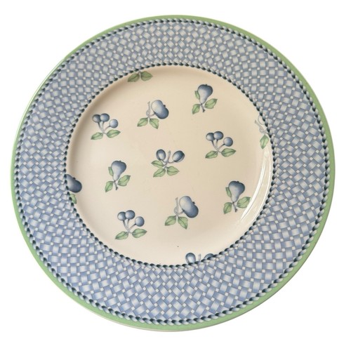 Villeroy & Boch Salad Plate Provence Blue Weave Band Fruit Green Leaves 8.5”