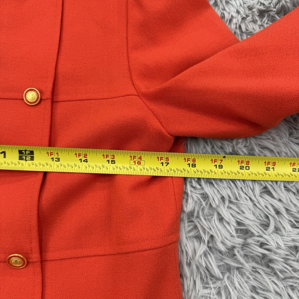 Vestido Evan Picone Mujer 6 Naranja De Colección 100% Lana Dinero Antiguo Country Club Evento Foto 4 de 4