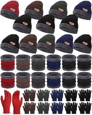 36 Pieces Winter Beanies Neck Warmer Gloves Sets Bulk Knit Skull Cap for Men ...