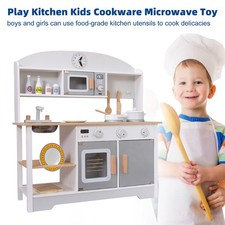 Play Kitchen Kids Cookware Microwave Toy Gift Play Set Fit Boys Girls Age 3-8
