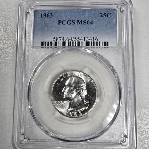 1963 Washington Silver Quarter MS65 PCGS U.S 25c Coin