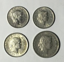 Lot 4 Coin Switzerland 5 10 20 Rappen 1970 1971