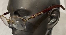 Rare Vintage Cartier 61802648 Wooden Arms Gold Accents Eyeglasses 54-18-140