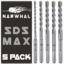 SDS Max Masonry Drill Bit Set (Carbide Tipped - 5 Piece Set) 13" Length in Th...