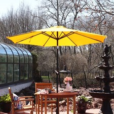 9 ft Aluminum Patio Umbrella with Tilt and Crank - Gold by Sunnydaze
