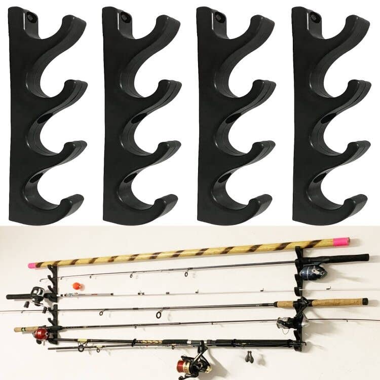 AUXPhome Fishing Rod Storage Rack Holder, Horizontal wall rod Compact, Black