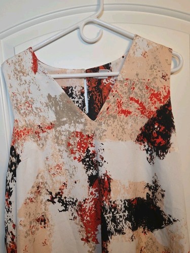 Vestido asimétrico de cambio estampado bar III para mujer, blanco roto rojo negro sin mangas - Imagen 3 de 7