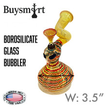 Alien Head Borosilicate Glass Bubbler Pipe – Made in USA – Unique & Colorful!