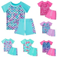 Girl Swimming Costume Kids Beach Bathing Swim Set Two Piece Swimsuit Age 4 to 12