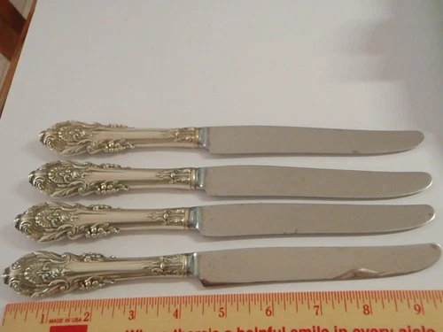 4 WALLACE SIR CHRISTOPHER 347 GRAMS STERLING SILVER DINNER KNIVES NO MONO 9 3/4"