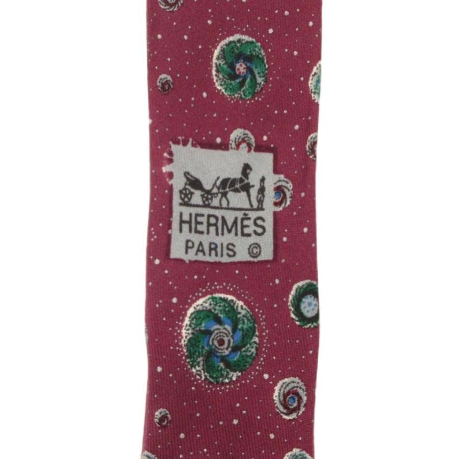 HERMES Silk Tie Regular Red Pattern Accessories M… - image 4