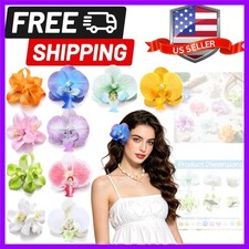 10 Pcs Hawaiian Flower Hair Clip for Women, 2 Styles Orchid Hair Clips Tropic...