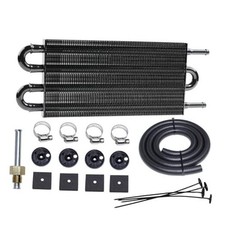 Transmission Oil Cooler Kit, Aluminium alloy Radiator with 5/16" 4 Pass Black