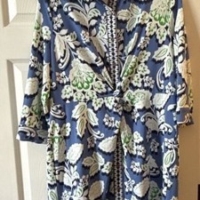 Talbots Effortless Jersey Twist Front Shirtdress in Blossom Ikat Print