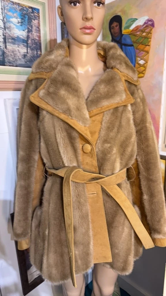 Faux Fur Suede Coat Vintage Coats, Jackets & Vests for Women for