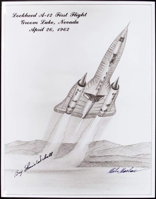 Lockheed A-12 Blackbird First Flight Art Signed by pilot Lou Schalk and Artist-2
