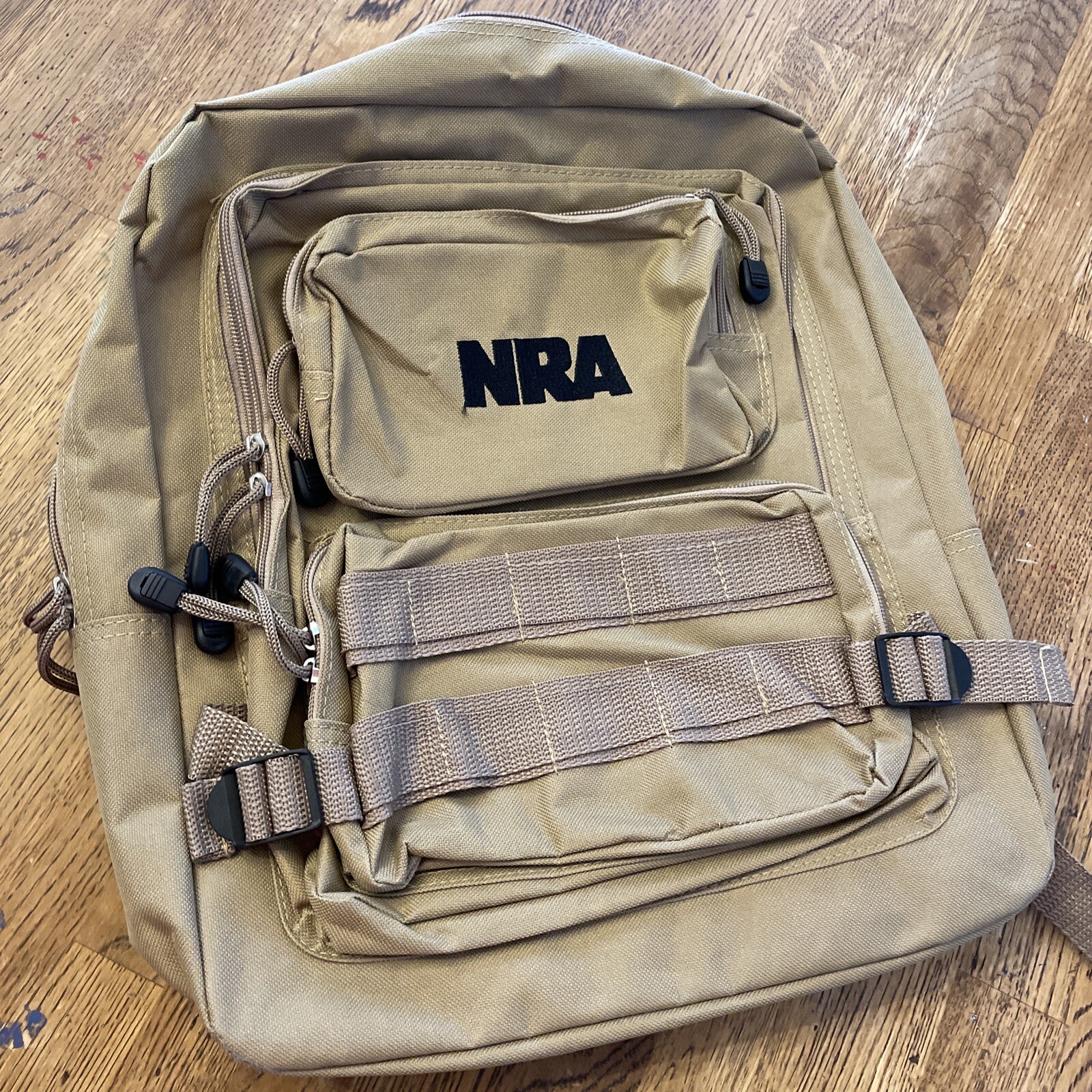 NRA Tactical Backpack Range Hunting Bag Desert Tan Khaki 4 Compartments