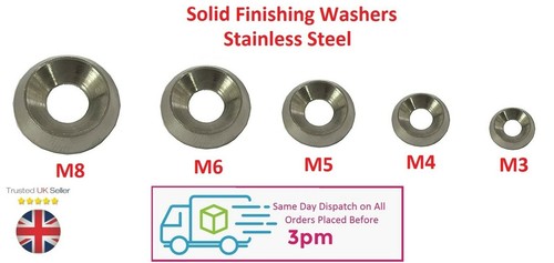 NEW Countersunk Solid Cup Finishing Washer Marine Grade Stainless Steel M3-M8 - Picture 3 of 3