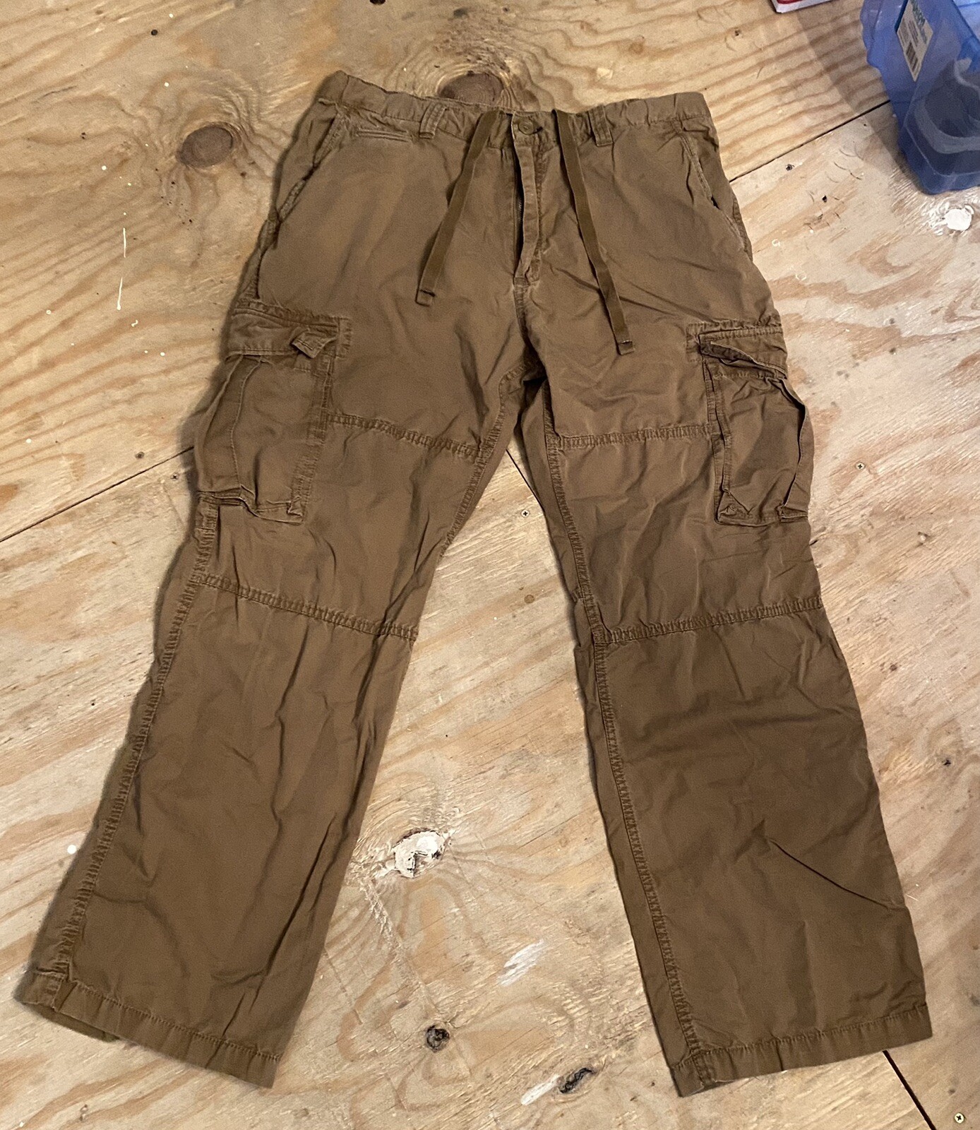 Y2K Old Navy Skater Khaki Cargo Pants RIG Issue Baggy Sz 36x32 (34x30) |  eBay