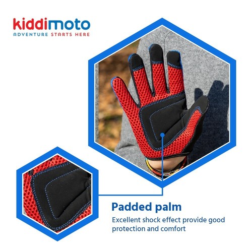 Guanti Kiddimoto full finger blu ciclismo bambini protettivi design blu - Foto 8 di 13