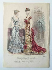 Ancient Engraving Mode Review Journal Of Young Ladies No. 4245bis Women Dresses