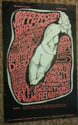 SEPT 2 3 4 5 1966 POSTER JEFFERSON AIRPLANE GRATEFUL DEAD 2ND