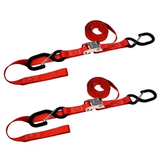 2 Pack 1" x 6' Cam Buckle Tie Down Strap w/ S Hook For Boat Motorcycle Bike