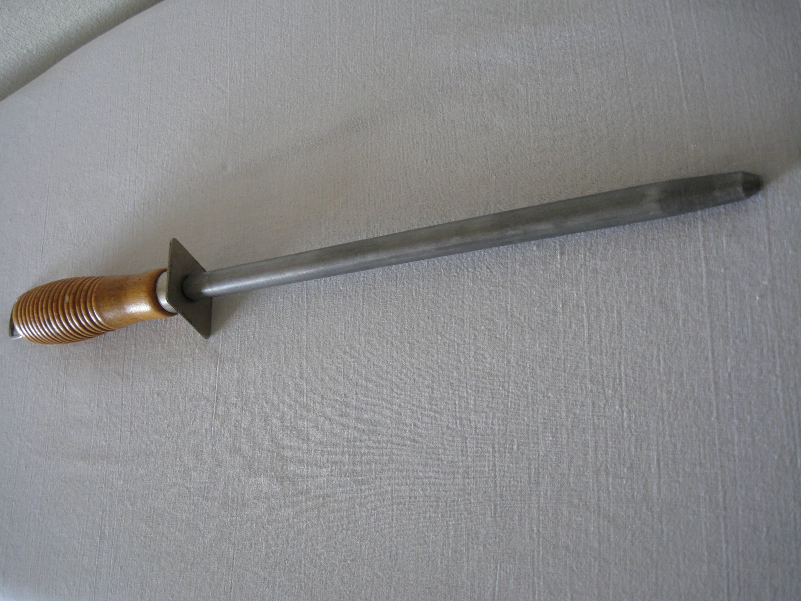 Honing Rod Sharpening Steel Knife Sharpener Wood Ribbed Handle