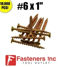 INTERCORP 610CY #6 X 1" Drywall/Deck Screws Yellow Zinc 10,000 BOX