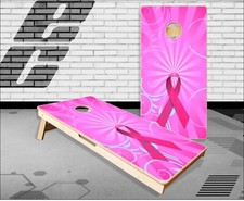 Pink Ribbon Cornhole Boards Bean Bag Toss Game