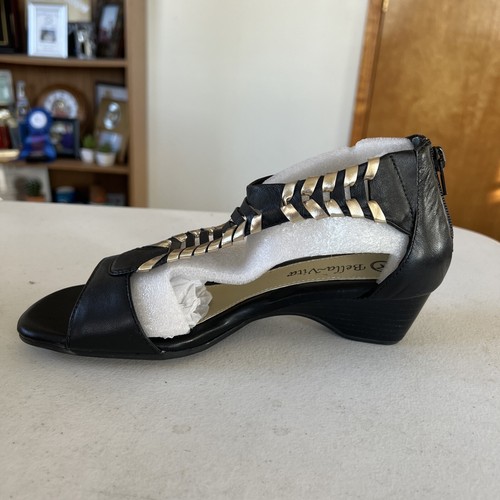 Bella Vita Shoes Heels 6.5 WW Black Padma Real Leather Zippered Back - Picture 4 of 10