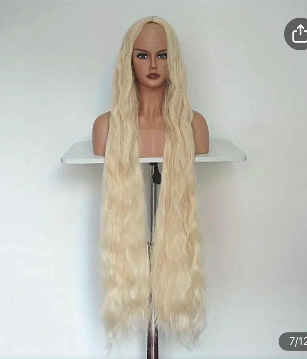 Dress Up Wigs Synthetic Hair 44” Long Platinum Blonde Women Halloween