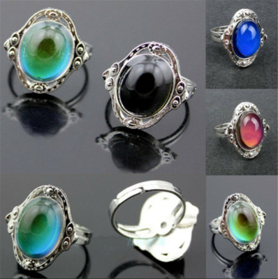 Magic Stone Mood Ring Einstellbare Temperatur Änderung Farbe Oval Schmuck - DE