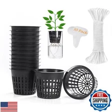 ORIMERC 30 Pack 3 inch Net Cup Pots with 30 feet Hydroponic Self Watering Wic