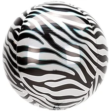 Anagram 16" Zebra Print Orbz Foil Balloon Black and White - 1 count NEW