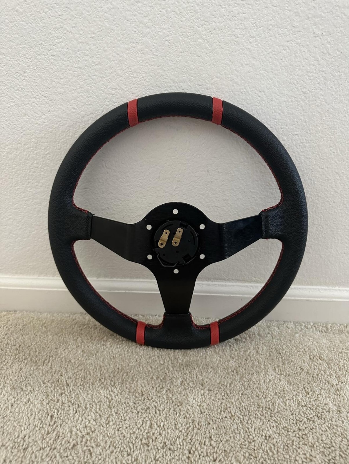 NRG Innovations Race Series Steering Wheel Black Suede Gold Spokes RST-036GD-S E