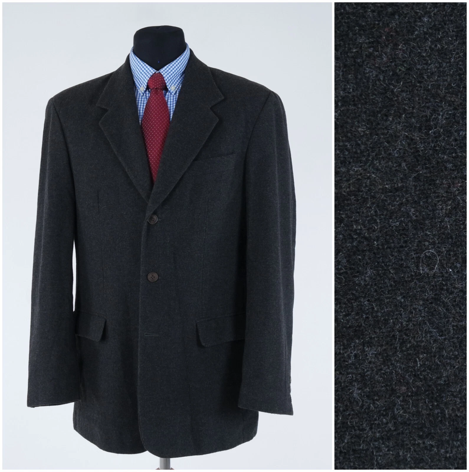 Mens Felt Blazer 40R UK Size 4YOU Dark Grey Wool Sport Coat Jacket