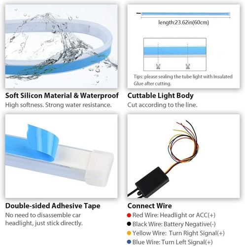 2PCS 60cm LED Strip Lights DRL Daytime Running Lights, RGB LED Lights Strip - Picture 6 of 9