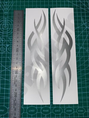 JRwraps Tribal Flames Decals – Gloss White – 220x50mm – Pair For Car/Motorbike/Tank - View #4