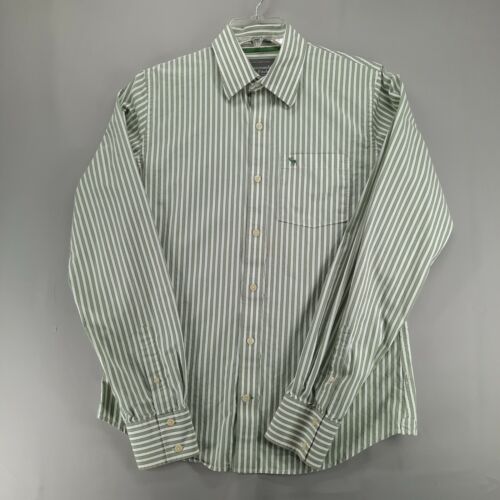Abercrombie & Fitch Shirt Herren L Muskelpassform grün gestreift Tasche geknöpft - Bild 1 von 10