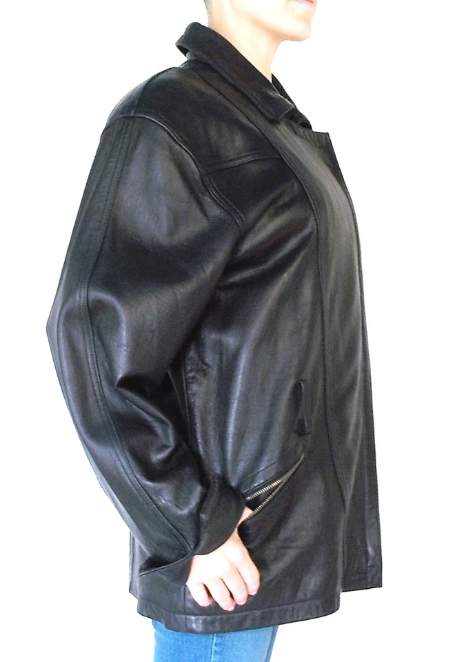 Chaqueta de cuero para motocicleta Coldwater Creek talla L chaleco con cremallera forrado de piel de cordero Foto 4 de 4