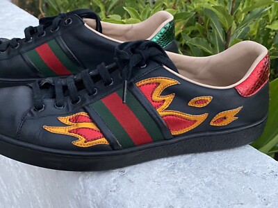 Gucci Ace Flame Black Leather Sneakers Men's 8.5 | eBay Gucci Ace Flame Black Leather Sneakers Men's 8.5 | eBay