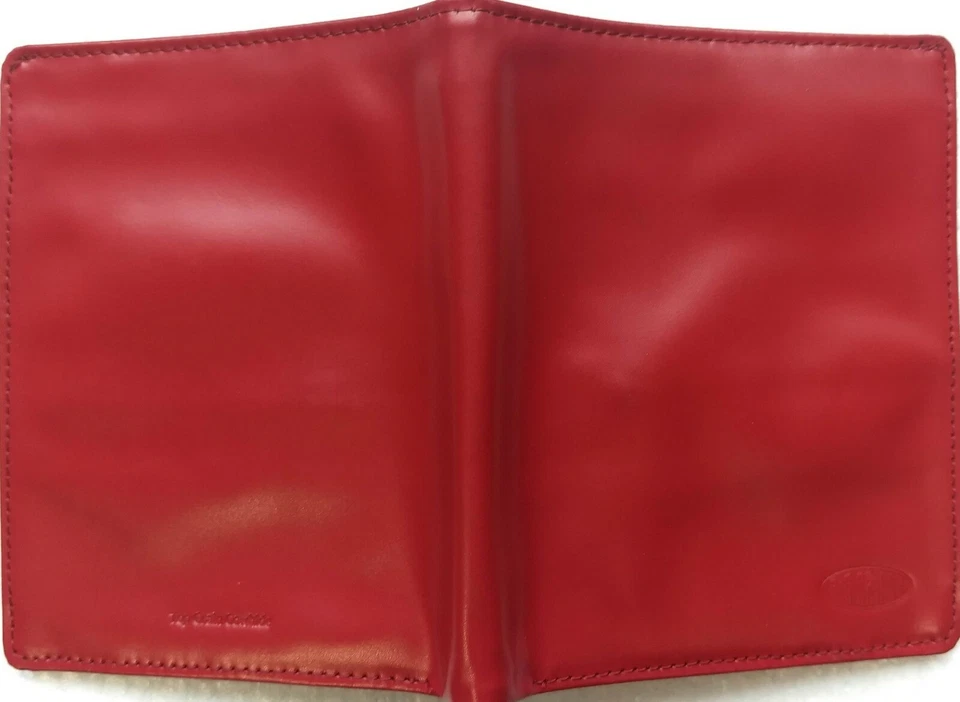 Auténtica Cartera Grande Ajustada Original Traveler Doble Plegable en Cuero Rojo Foto 2 de 4