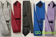 Men's Polka Dots NeckTie Handkerchief Matching Tie Set by Fortino