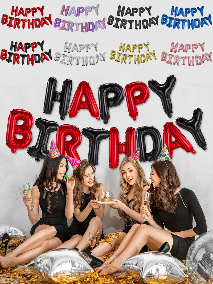 Happy Birthday Balloons Banner Bunting Self Inflating Decoration Letters Balloon