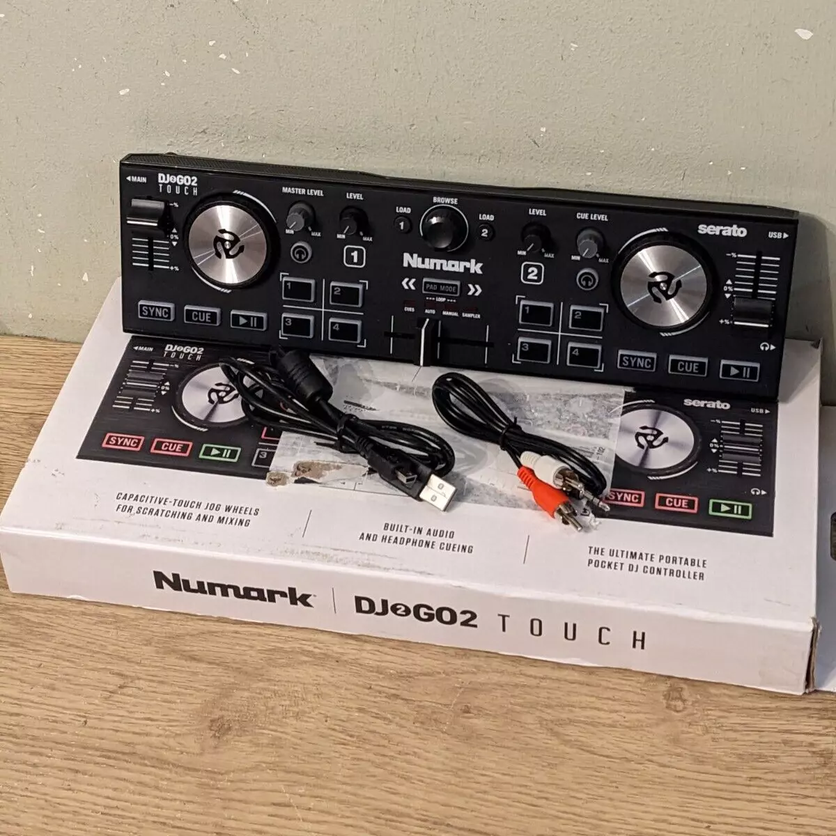 Numark DJ2GO2 Touch compact USB DJ controller with mixer audio interface (black)