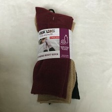 MukLuks Womens Dark Red/Tan  Black Boot Socks 3 Pairs Fits Shoe Sizes 6-11 NEW