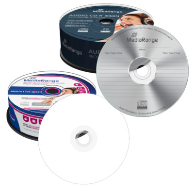 25-100 MediaRange AUDIO CD-R Rohlinge 80Min 700MB 12x fach Musik bedruckbar