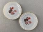 2 Termocrisa Translucent Milk Glass 7" Salad Luncheon Plates Red Floral Pattern