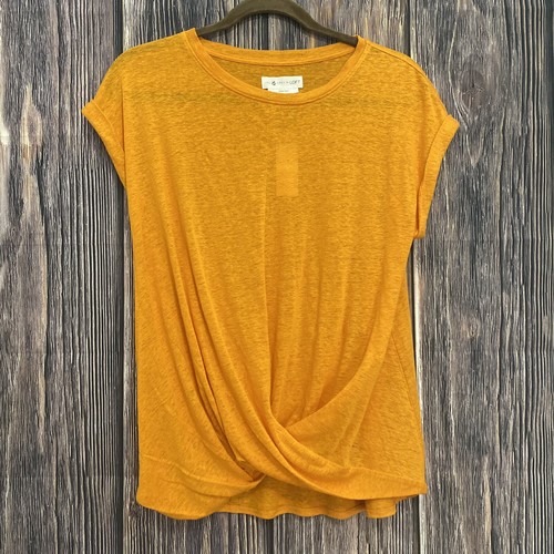 LOFT Orange Linen Wrap Front Tee 